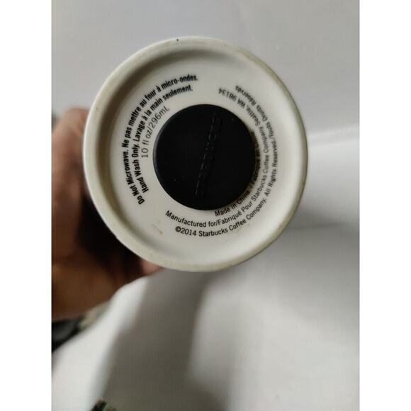 Starbucks 2014 Black Dots/Spots Metallic Silver Travel Mug with Lid - 10 Ounces - Picture 8 of 11